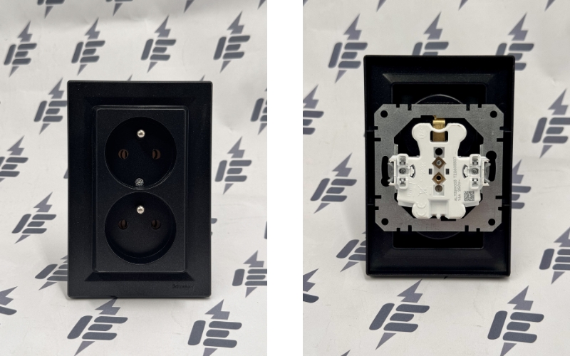 Schneider Asfora EPH9800171 v antracitové barvě – dvojzásuvka zepředu a zezadu