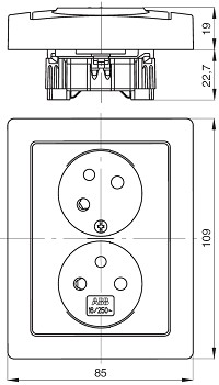 Rozměry dvojzásuvky ABB Swing 5513J-C02357 B1